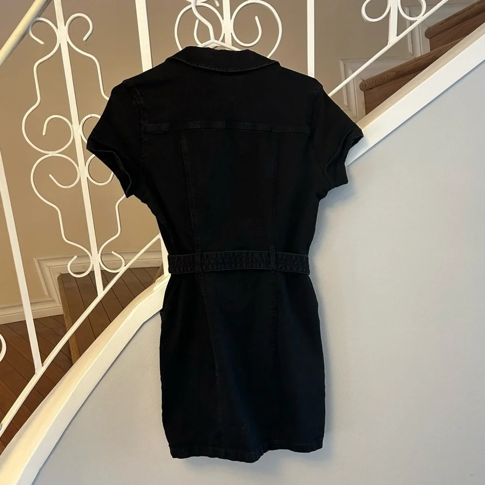 Guess Black Button Down Denim Dress Size M - Picture 2 of 6